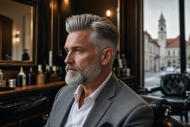 Barber Sanok dla mężczyzn po 35.: eleganckie cięcie, broda i siwe włosy bez efektu „na siłę”