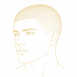 Buzz cut – fryzura męska, rysunek