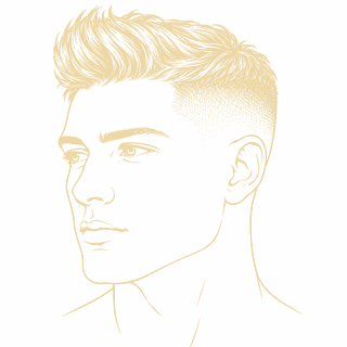 Quiff – fryzura męska, rysunek