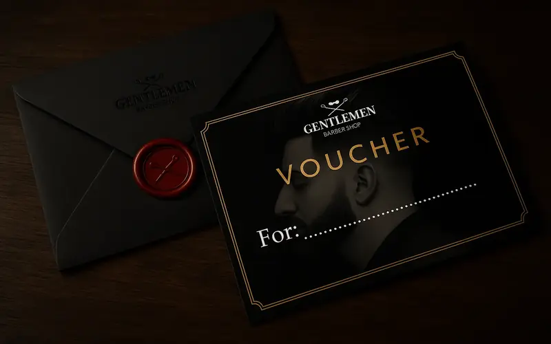 Elegancki voucher prezentowy Gentlemen Barber Shop Sanok
